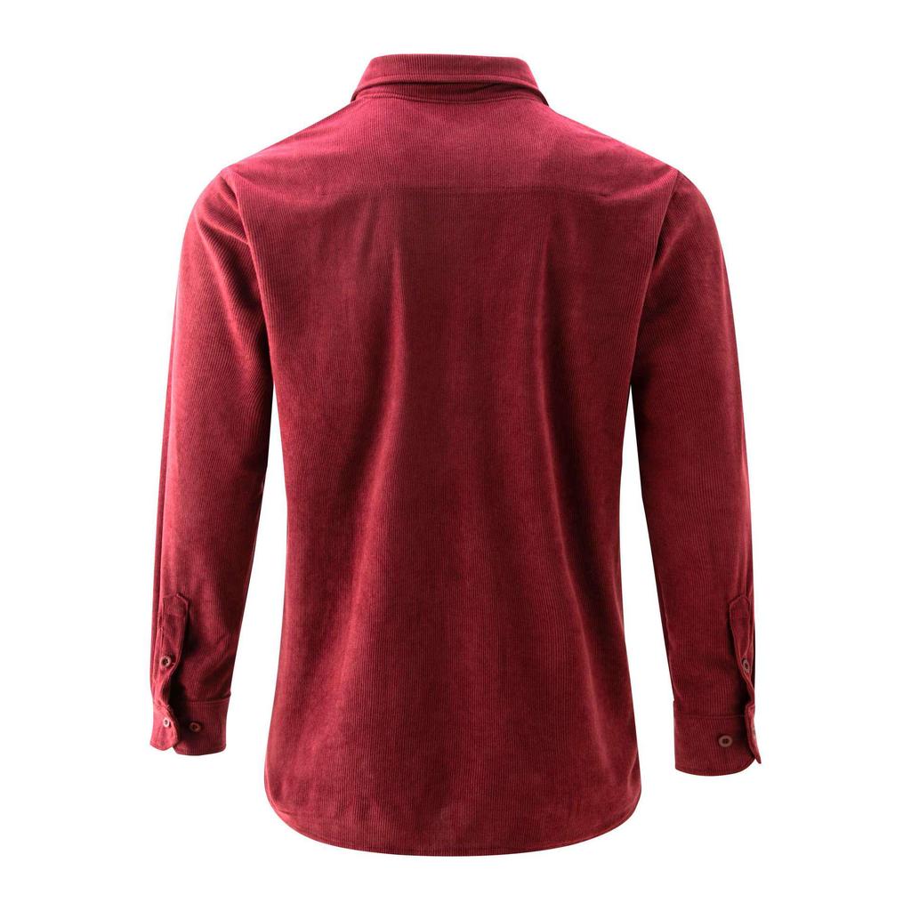 Men's Autumn Cotton Corduroy Slim Fit Casual Shirt with Long Sleeves