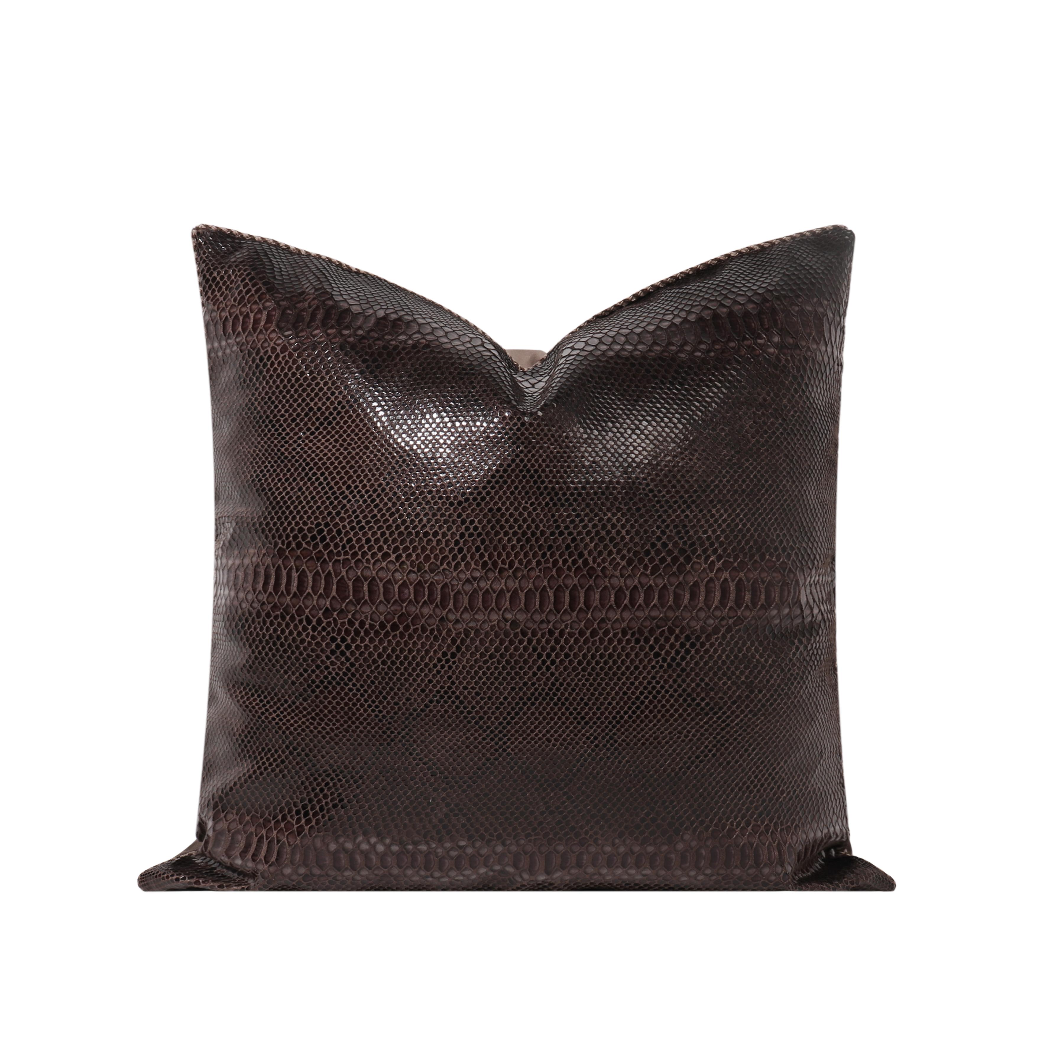 TiffHome Black Faux Textured Snake Skin Throw Pillow Luxury Modern Pillows Decorative Cushion Cover for Living Room Cafe 48*48cm коричневый