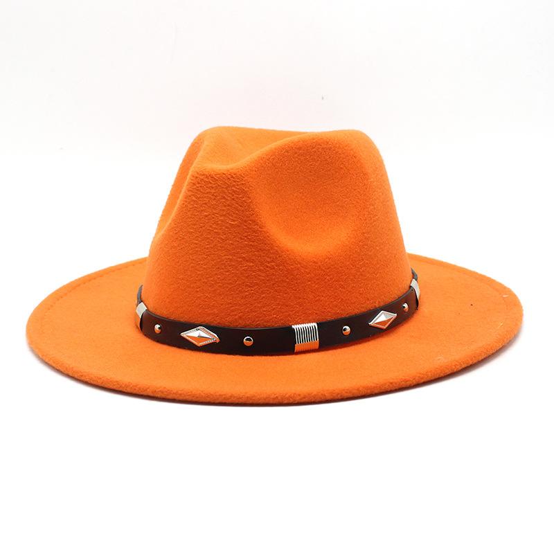 Rivet Accessories Top Hat Men'S And Women'S Wool Hat British Retro Outdoor Big Edge Flat-Brimmed Jazz Hat