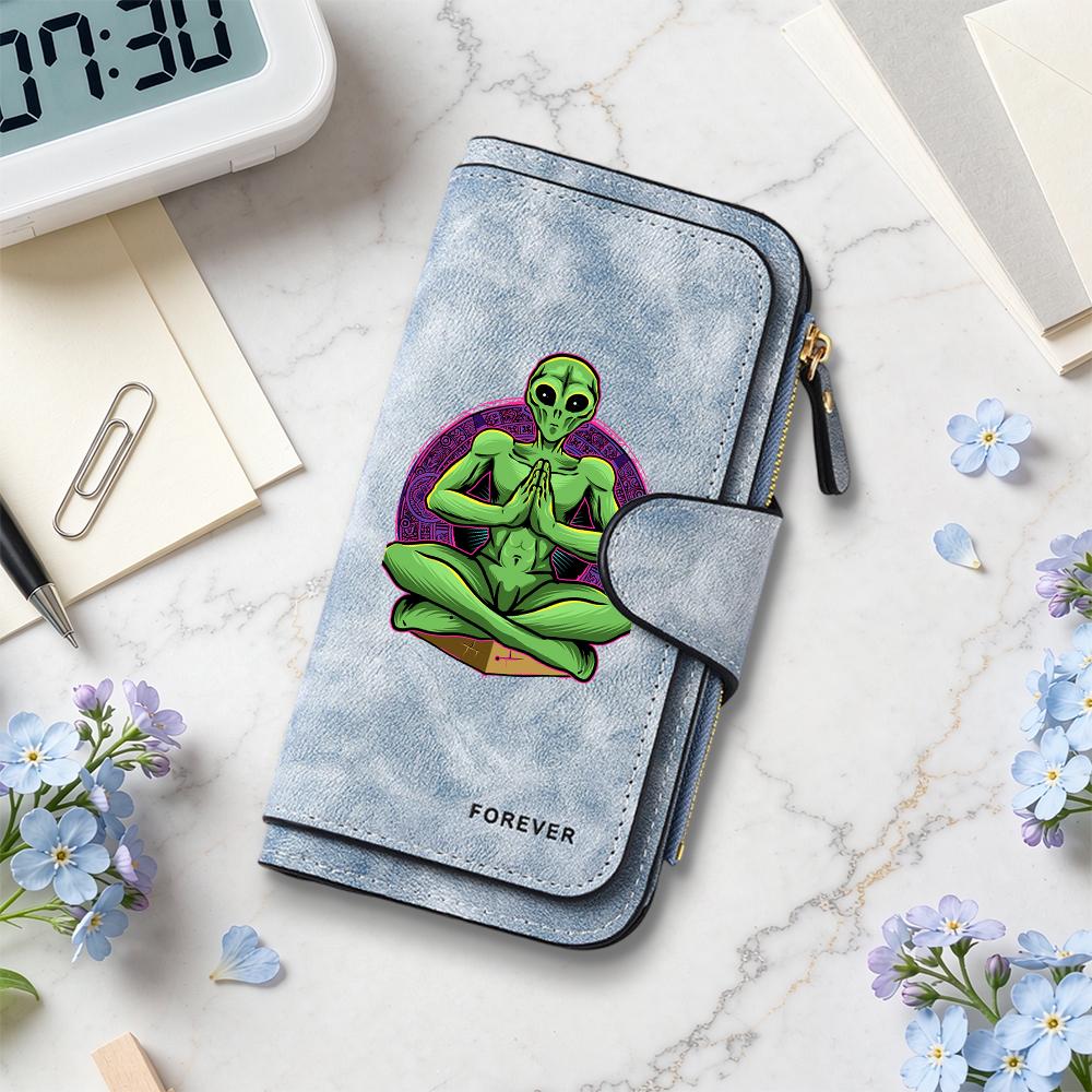 Alien Pattern Fashion Long Wallet Portable Casual Daily Card Holder Purse