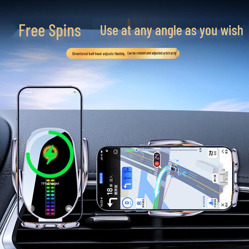Treaxtlig gravitationsluftventilsbiltelefonhållare med trådlös laddning