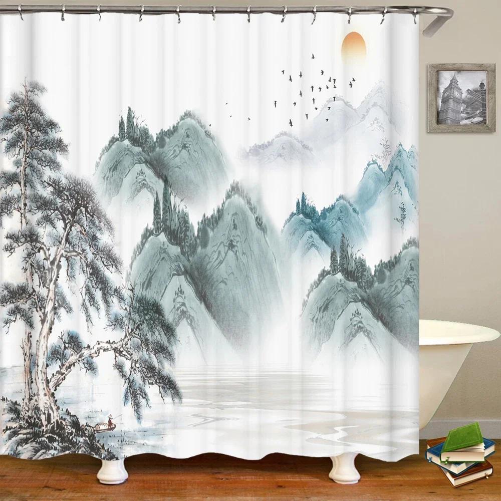 3d Shower Curtain Japanese style landscape Waterproof Bathroom Curtain With Hooks Home Decoration Washable Polyester Bath Screen