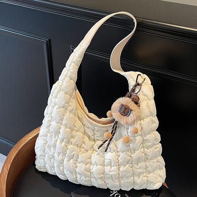 Korean Folded Cloud Bag Fashionable One-shoulder Hand Dumpling Bag Large Capacity Down Cotton Underarm Bag Puff Bag
