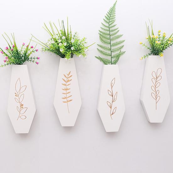 4Pcs Wooden Wall Mount Vase Farmhouse Rustic Home Office Living Room Wall Hanging Artificial Plants Holder Dried Flower Vase Decoration