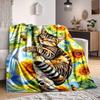1Pc Cat Bee Sunflowers Blanket Soft And Comfortable Casual Warm Camping Travel Christmas Halloween Xmas Gift M928227