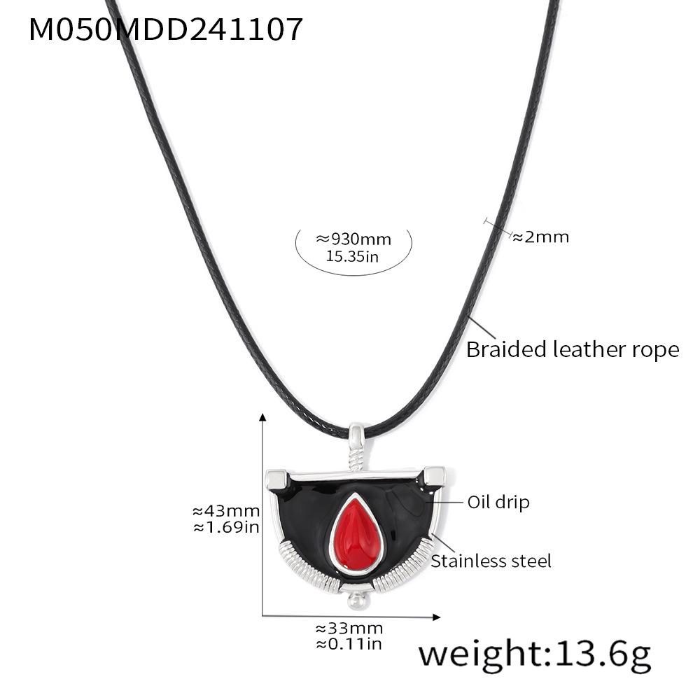 Qiong Yao Handmade Geometric Leather & Color Glaze Pendant Necklace