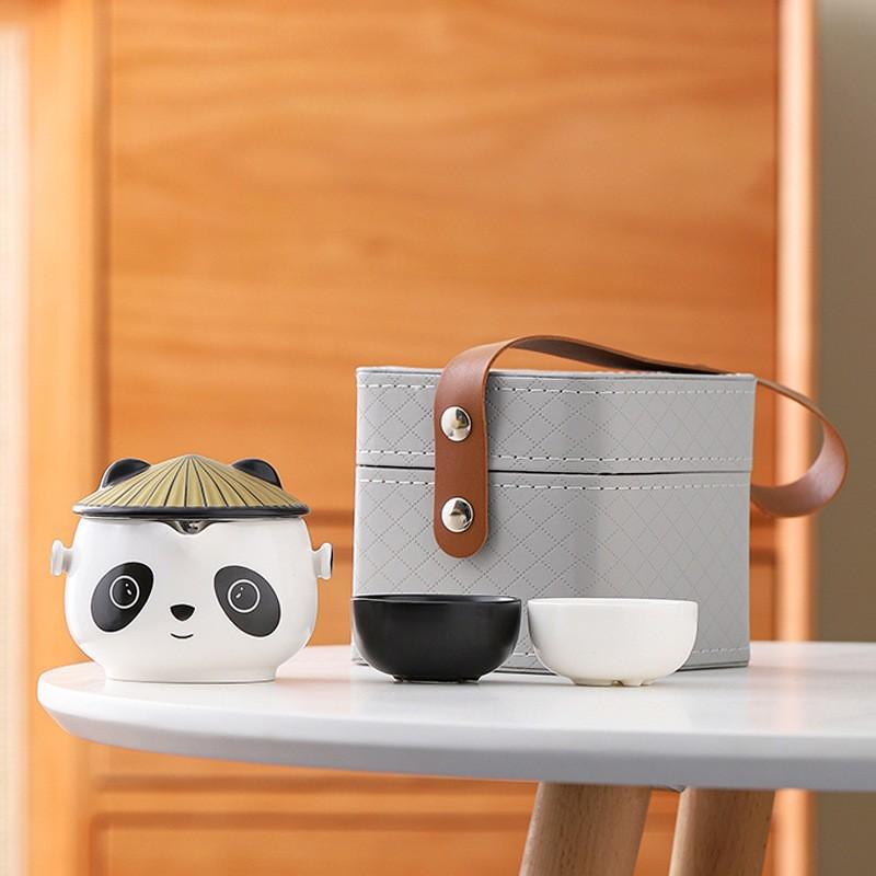 

High value creative cute panda express cup souvenir travel tea set business gift set high-end gift