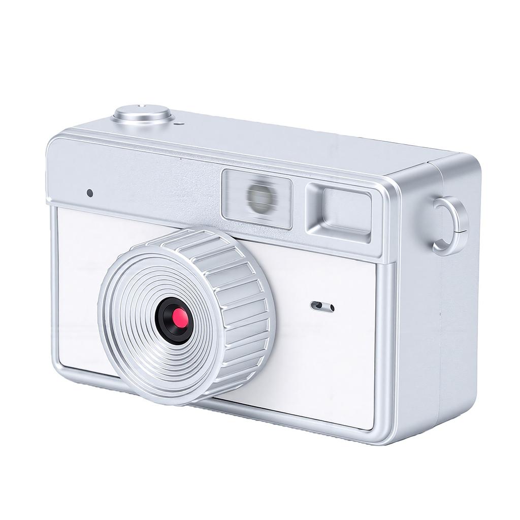 Keychain Camera 1080P HD Tiny Retro Digital Camera with LED Light Filters for Teenagers Adults Photography Travel White