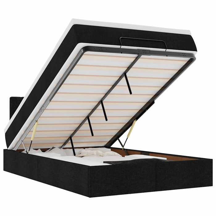 VidaXL Ottoman Bed with Mattress Black 120x200 Cm Fabric, Bed, Upholstered Bed, Double Ottoman Bed, Bed with Storage 3312383