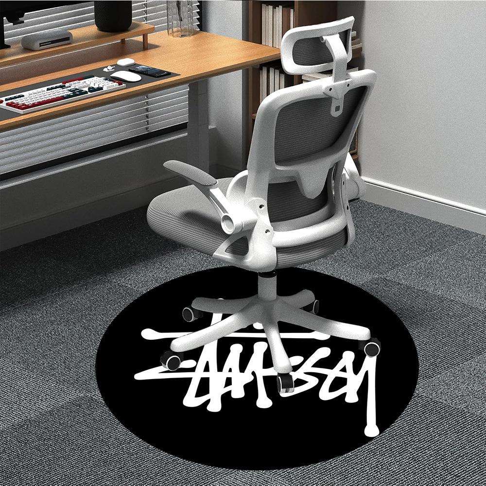 1PC Stussy Office Round Rug, Non-slip, Soft and Durable Office Rug for Interior Decoration, Perfect for Office, Beautiful Decoration