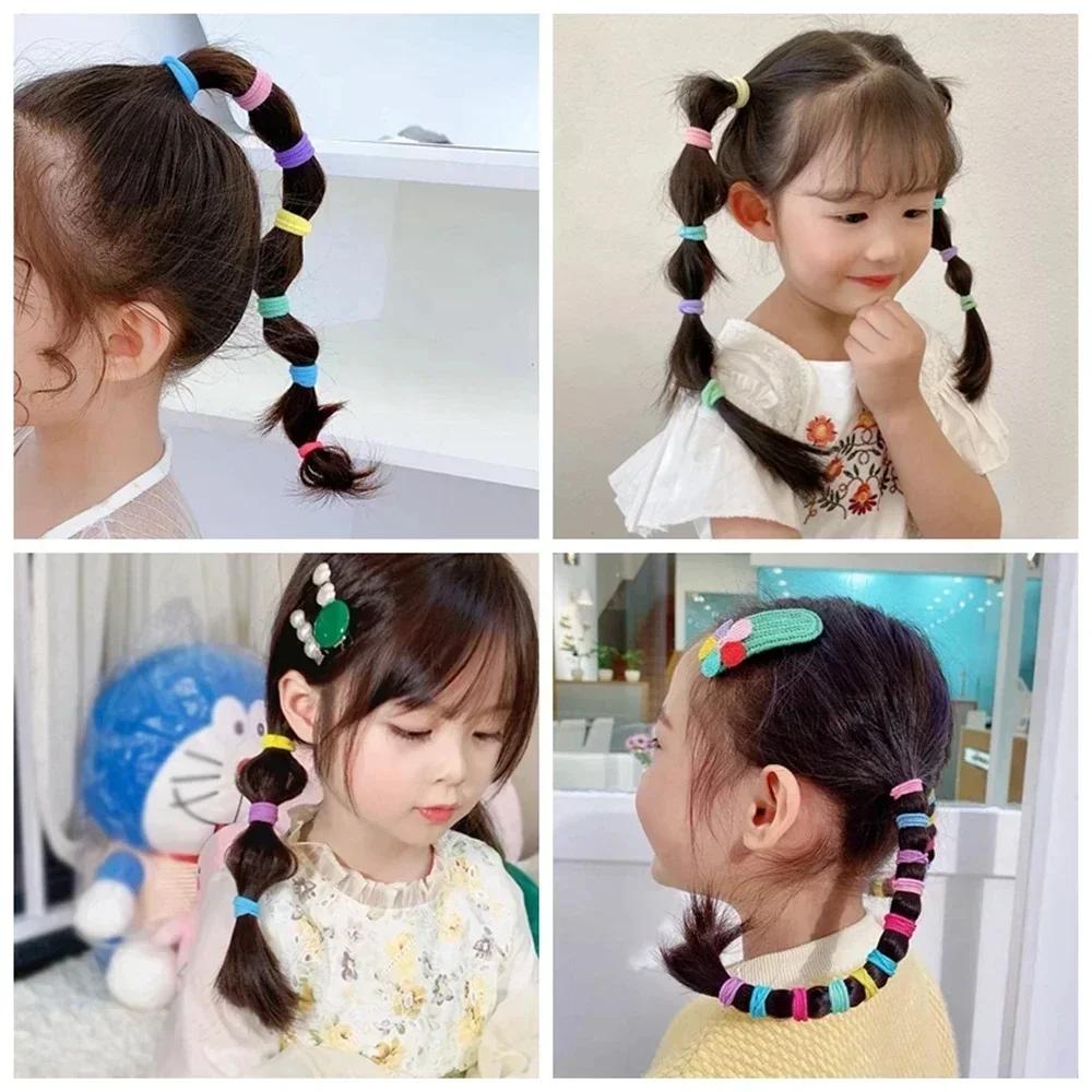 100/200 Pezzi Elastici Colorati in Nylon per Capelli da Donna e Ragazza, Elastici per Coda di Cavallo, Piccolo Elastico per Capelli, Elastici di Gomma, Scrunchie, Accessori per Capelli