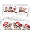 Christmas 3D Digital Printing Quilt Set Three-Piece Christmas Cat
