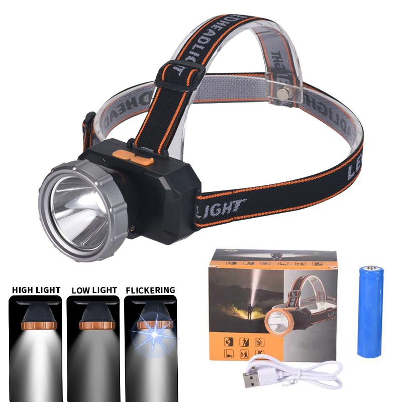 

9900LM Super Bright LED Headlamp 1000mAh USB Rechargeable Built in Battery Outdoor Fishing Head Flashlight 3 Modes Camping Torch сірий