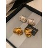 American Hollow Frosted Vintage Matte Gold and Silver Color Line Earrings Female Accessible Luxury Special-Interest Design Classy Ear Studs Earrings