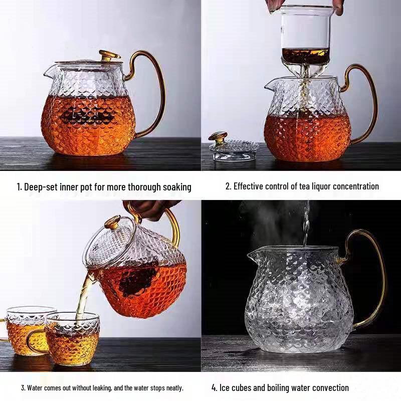 Heat-Resistant Borosilicate Glass Teapot Set with Infuser - Perfect for Brewing Tea, Gift Box Included