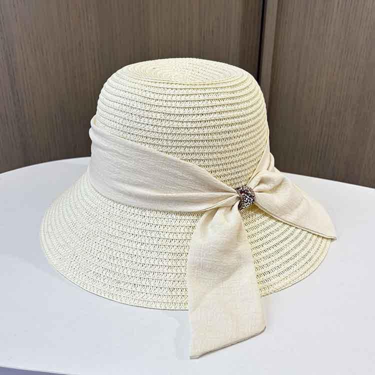 Straw Hat Women Spring and Summer Dome Sunshade Top Hat Sunscreen Sun Hat Fashion Streamer Beach Hat