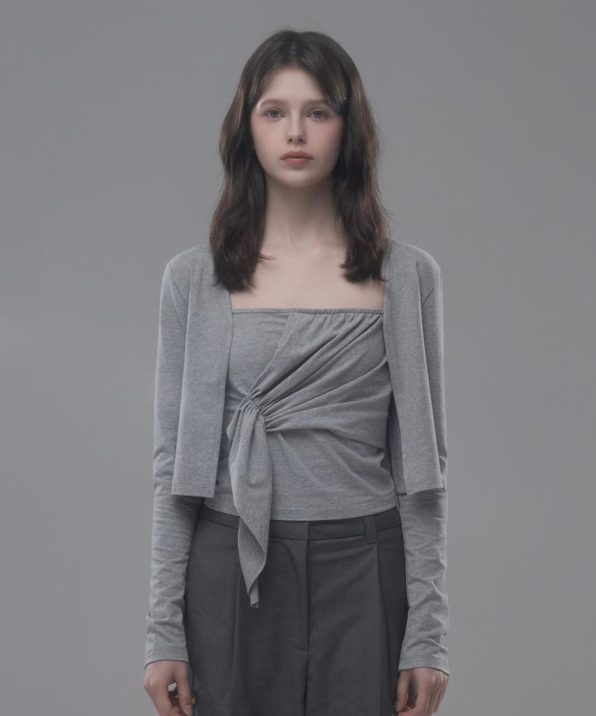 Mausolleum Nina Cardigan Top Set - Melange Gray