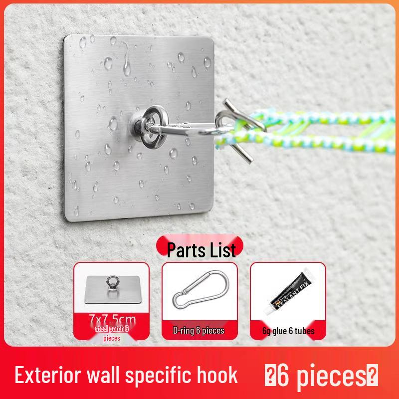 Stainless Steel Adhesive Clothes Drying Rack with Sunshade Net and No-Punch Hooks