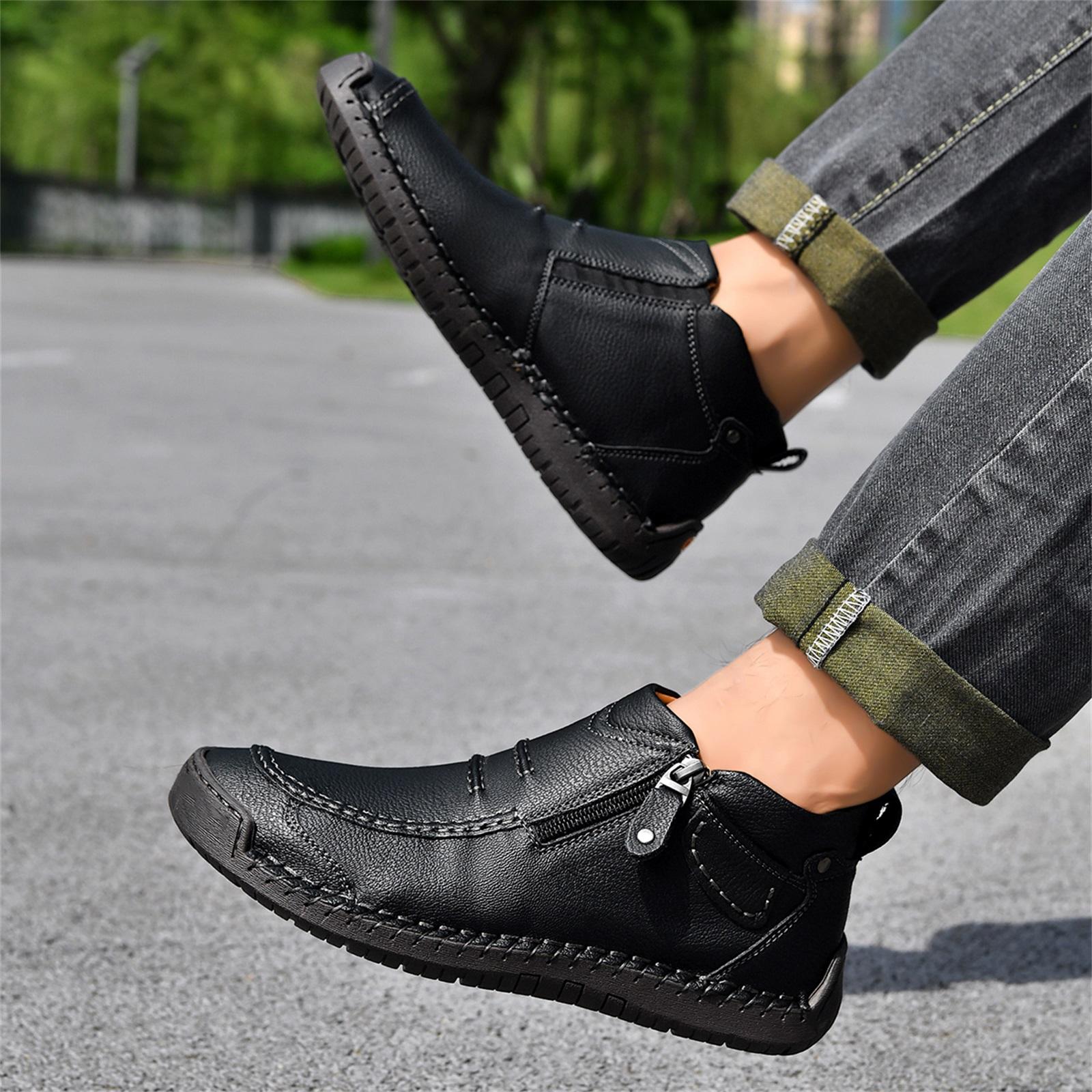 Men s Fashionable Round-Toe Oversized Zipper Casual Shoes 36 чёрный 3430₽