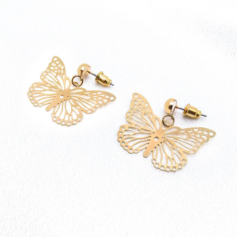 Retro Style Earrings Fashionable Trendy Earrings Hollow Butterfly Metal Earrings Niche Design