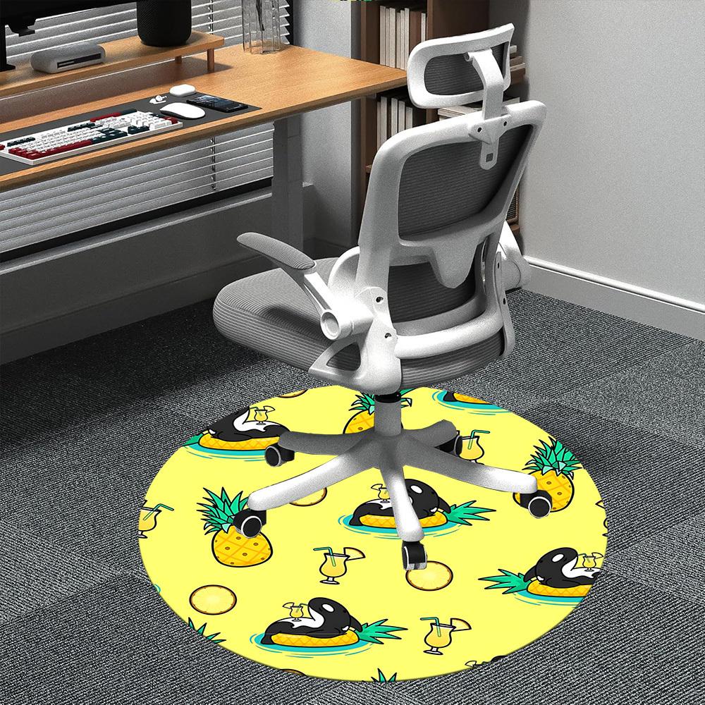 1pc Pineapple Orca Office Round Area Rug, Mat Suitable ForOffice, Under Office Chairs Bedroom Living Room Home Decor, Room Deco