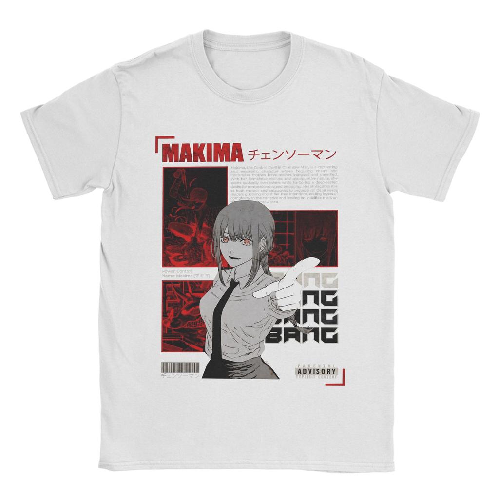 Makima Chainsaw Man Japanisches Anime-Poster T-Shirt Sommer Harajuku T-Shirts Herren Baumwolle Oversize-T-Shirts Kurzarm Vintage-T-Shirt