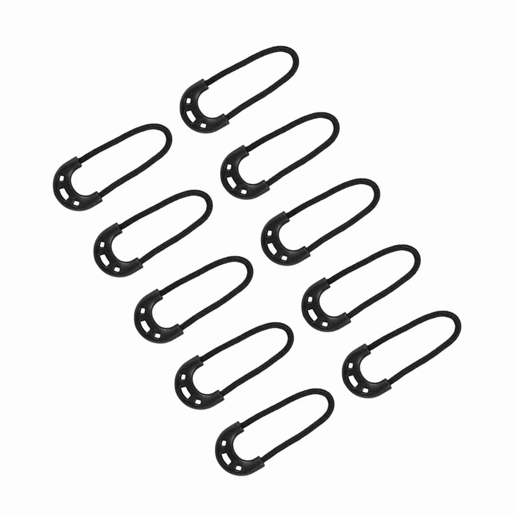 10pcs bag EDC Black Small Zipper Pulls Cord Rope For Outdoor Travel Clothing Backpack Accessory