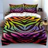 Bright Neon Zebra Stripe Bedding Set Bedding Set (1 Duvet Cover, 2 Pillowcases, Duvet Not Included)