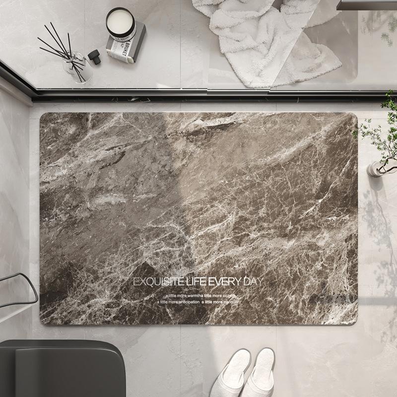 Modern Simple Marble Diatom Mud Floor Mat, Bathroom Non-Slip Floor Mat, Bathroom Door Water-Absorbing Quick-Drying Floor Mat