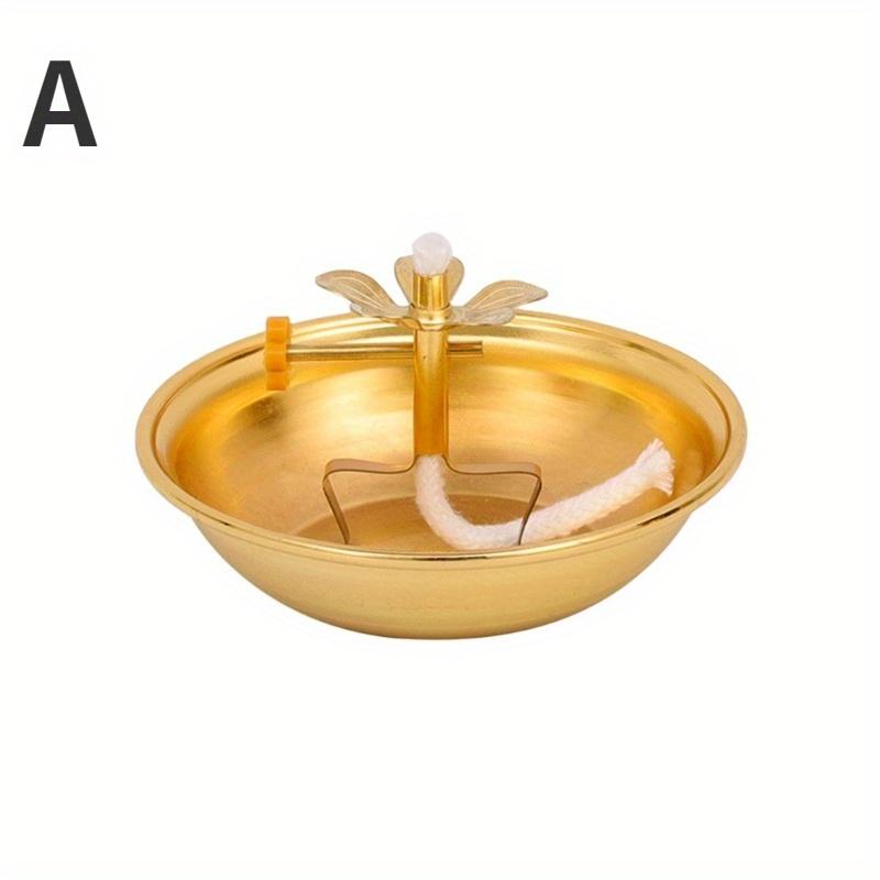 Ghee Lamp Holder Oil Lamp Dish Dimmable Buddhist Alloy Butter Lamp Holder for Living Room Home Desktop Decoration Ornament