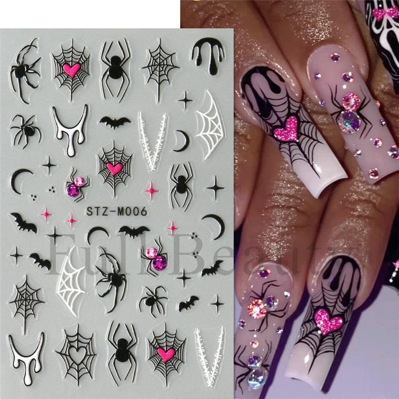New nail art stickers Halloween micro-engraved love spider web spider skull funny cartoon nail art stickers