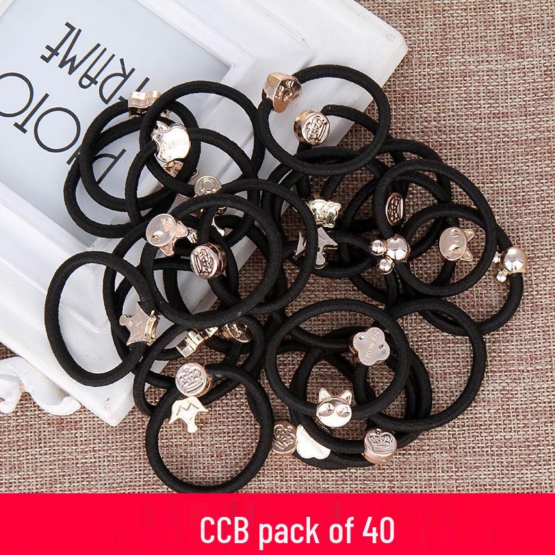Women's Black Elastic Hair Tie - Korean Style Leather Headband