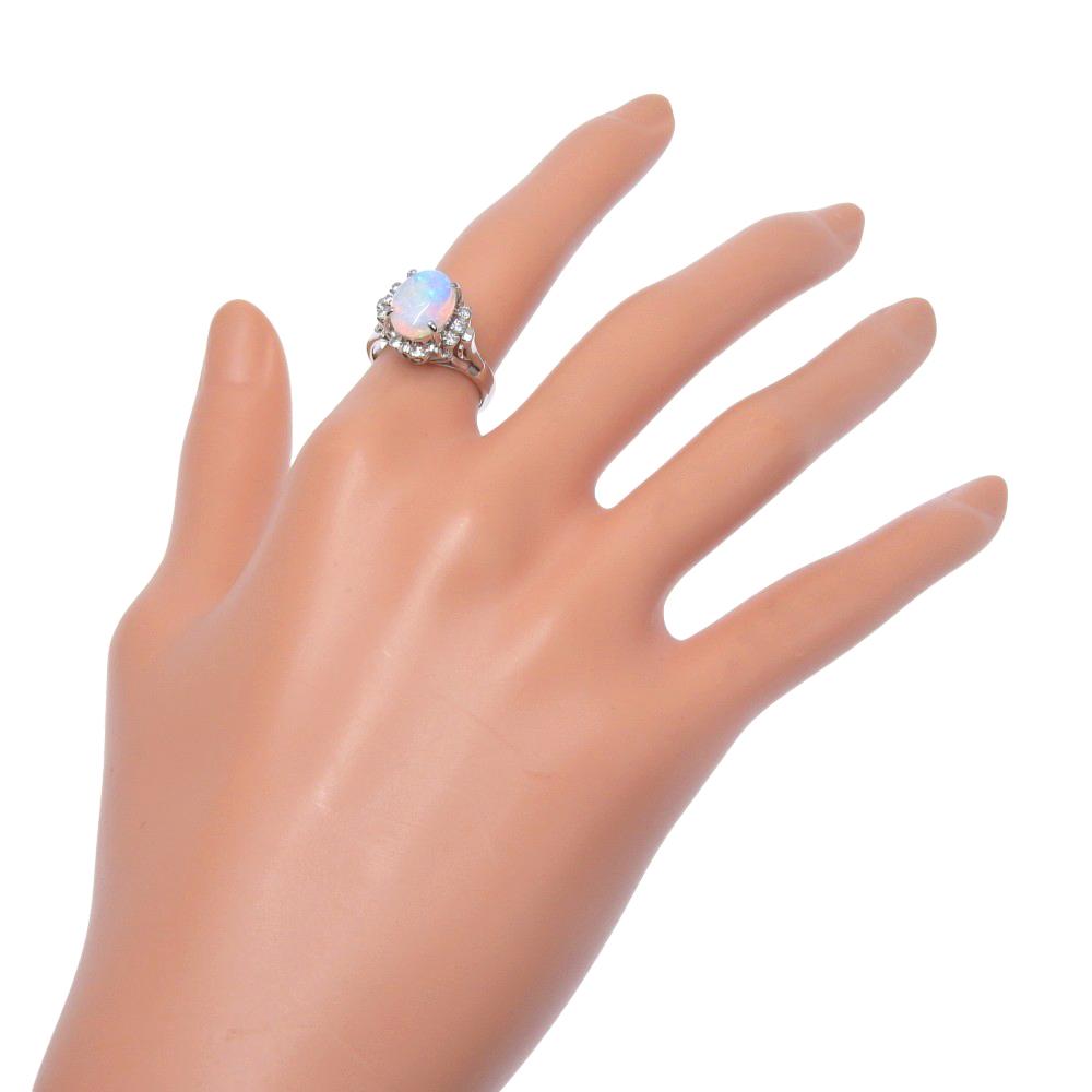 Ring Pt900Platinum/opal/diamond #5.8(US Size) 6.5g Women Used