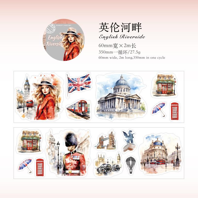 

Mr. Paper, Tourism Landscape Architecture Theme Tape Stickers, Scrapbook Notebook Phone Case Diary Decorative Stickers