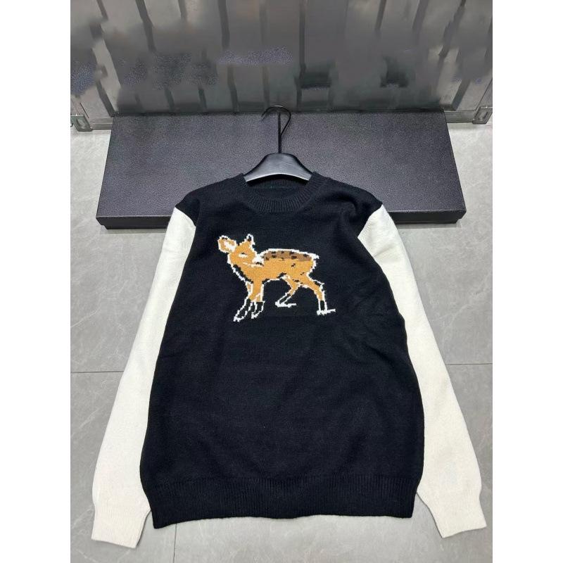 Xiang Family 2025 A/W Color Block Plum Blossom Deer Knit Pullover