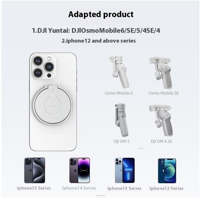 Osmo Mobile 7 SE Compatible Gimbal Magnetic Adapter Base iPhone Series Android Series Compatible Aluminum Alloy Magnetic Adapter MagSafe Magnetic