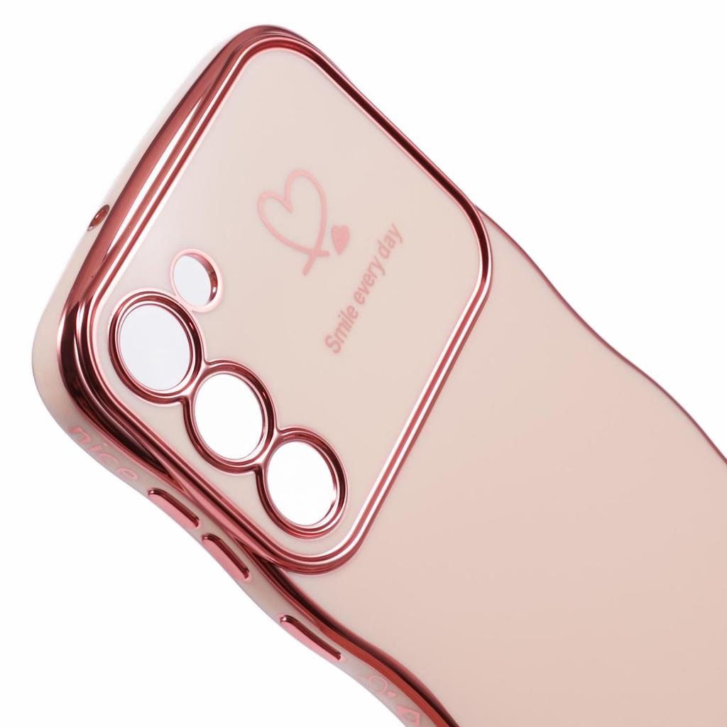 For Samsung Galaxy S23 Case Love Hearts TPU Phone Cover Curly Wave Frame Large Window