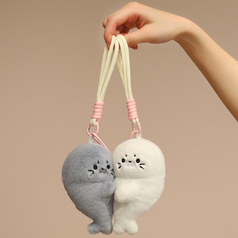 Oceaan Dier Babyrob Knuffel Pluizig Koppel Sleutelhanger Schattig Magnetische Aantrekking Hanger Koelkastmagneet Knuffel Sleutelhanger Cadeaus
