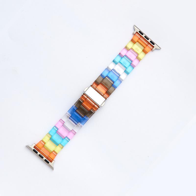 Compatible Apple Watch Transparent Rainbow Resin Strap for Series 5/6/7/8/SE.