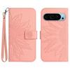 HT04 For Google Pixel 9 Pro XL Sunflower Case with Strap Wallet Leather Phone Cover
