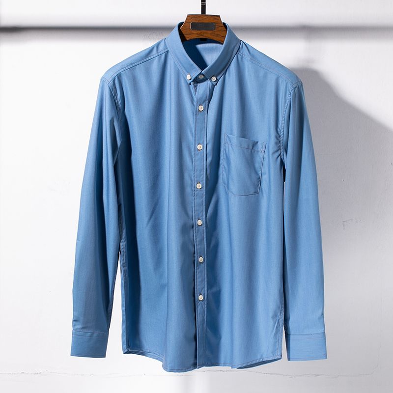 

Очень большая европейская и американская внешнеторговая рубашка с длинным рукавом из имитации денима Light blue 210/7XL