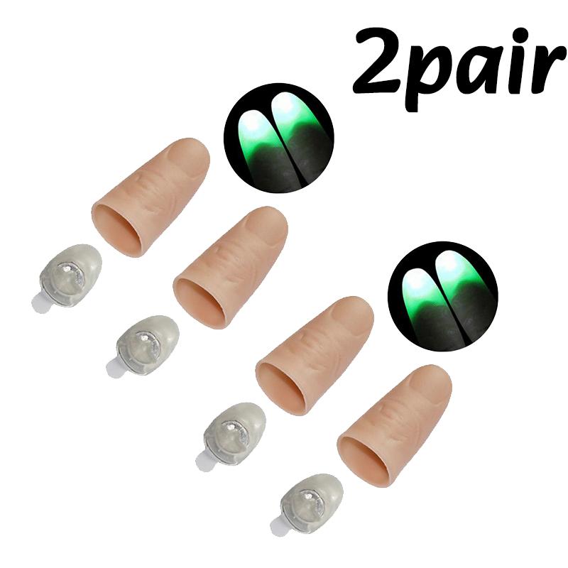 1/2/4pair Thumb Tip Finger Fake Magic Trick Funny Flashing Fingers Funny Prank Party Magician Accessories LED Glow Festival Gift