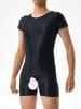 Sexy Men Satin Oil Glossy Shiny Bodysuit Yoga Tights Elastic Shaping Leotard Crotchless Jumpsuit Candy Color Exotic Tops Plus