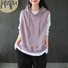 Women's Fashion Casual Spring Autumn Solid Color Print Sleeveless Hooded Blouses & Shirts