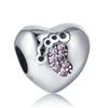 European New 925 Sterling Silver Pink Series Dog Paw Heart Enamel Fashion Beads Fit Original Bracelet For Women Jewelry Making