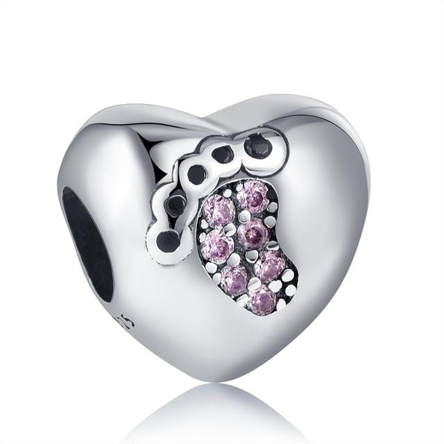 European New 925 Sterling Silver Pink Series Dog Paw Heart Enamel Fashion Beads Fit Original Bracelet For Women Jewelry Making