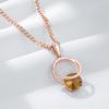 Shiny Brown Natural Zircon Pendant Necklace For Women Luxury  Rose Gold Color Party Accessories Daily Fine Jewelry