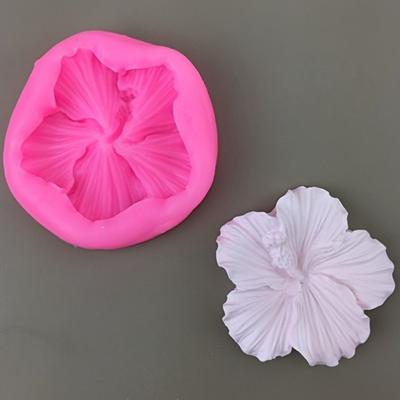 1pc Silicone Hibiscus Flower Mold Decoration Liquid Casting Plaster Craft - 5 Petal Round Flower Silicone Molds for DIY Crafting