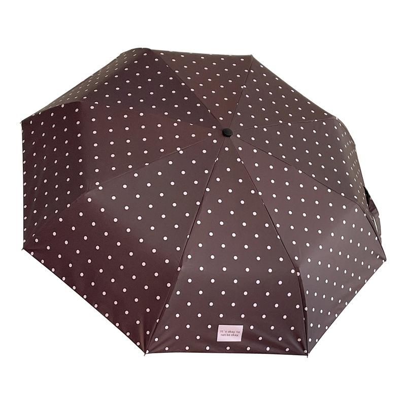 Korean Small Polka Dot Automatic Folding Umbrella, High Value, Small Fresh Weather and Rain Sun Umbrella, Female Vinyl Parasol