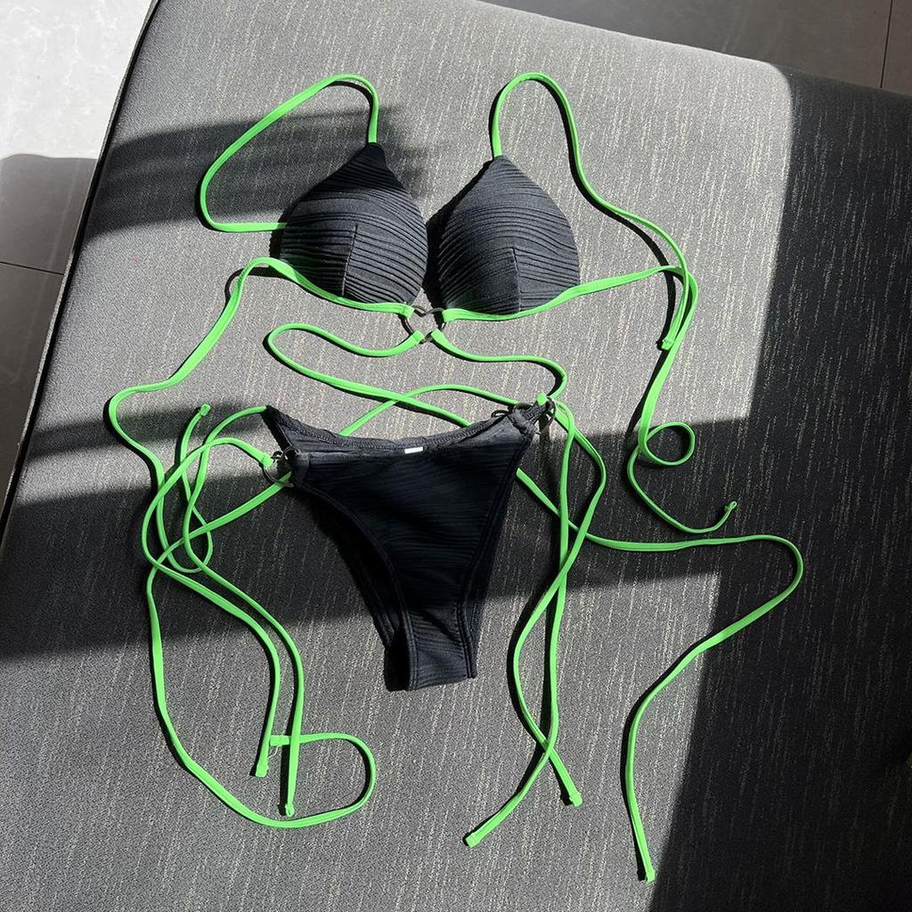 New Wrap Around Halter Vrásčité bikiny Ženy Plavky Dámské Plavky Dvoudílné Bikiny Souprava Koupání Plavky Dámské